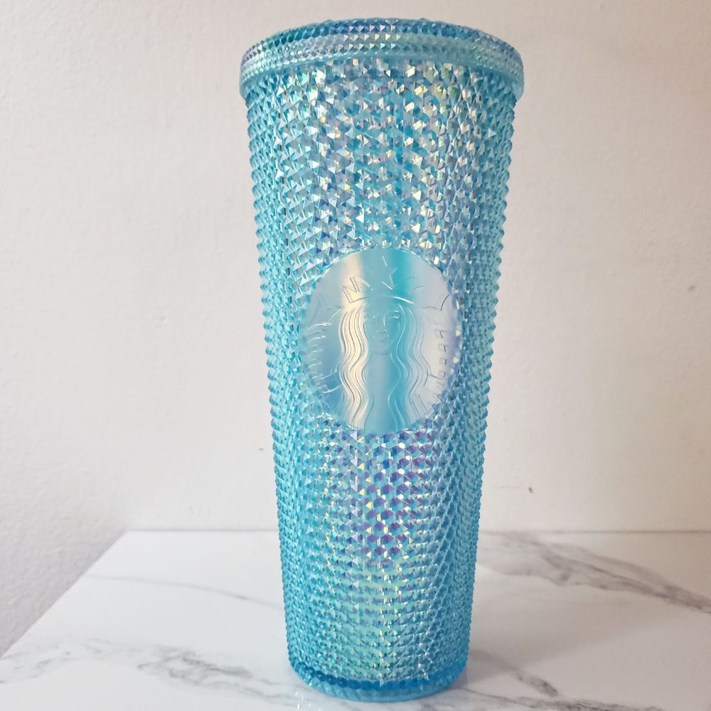 Starbucks Baby Blue Iridescent Diamond Studded Venti Cold Cup
